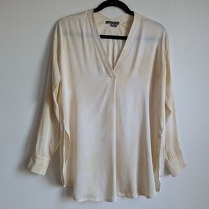 Vince Butter Yellow Tie Dye V Neck Silk Tunic Top Size XS